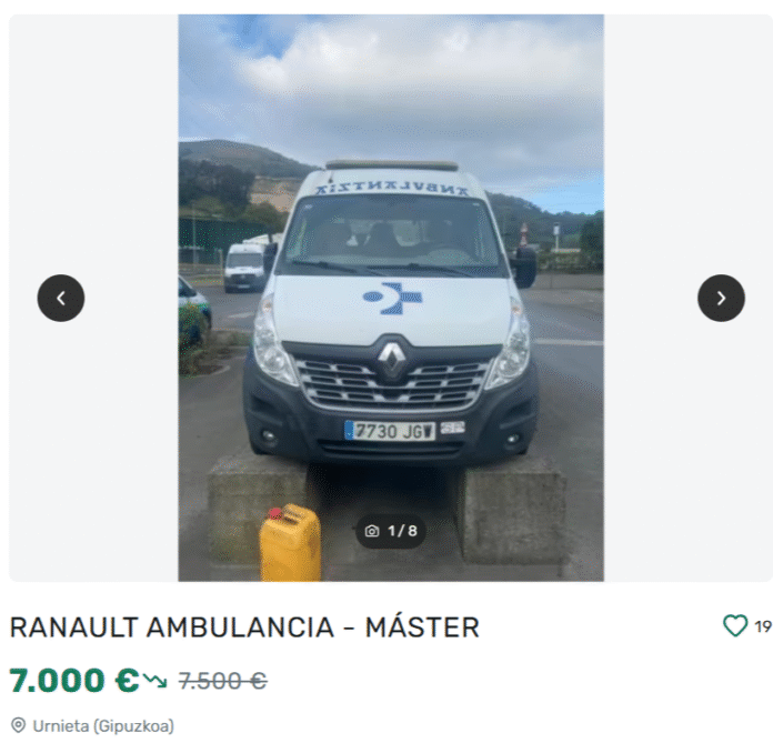 Una ambulancia retirada de Osakidetza, a la venta en internet por 7.000 euros