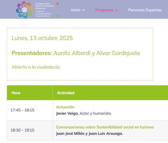 Hausnartu dezagun turismoaren inguruan Javier Veiga, Juan José Millás eta Juan Luis Arsuagarekin, Jasangarritasun Sozial Turistikoaren Kongresuko Open Session-en
