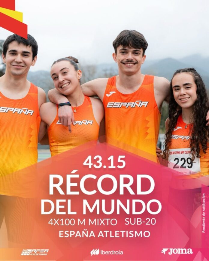 El oiartzuarra Ander Garaiar establece el récord del mundo en el relevo mixto 4×100 de la categoría sub20